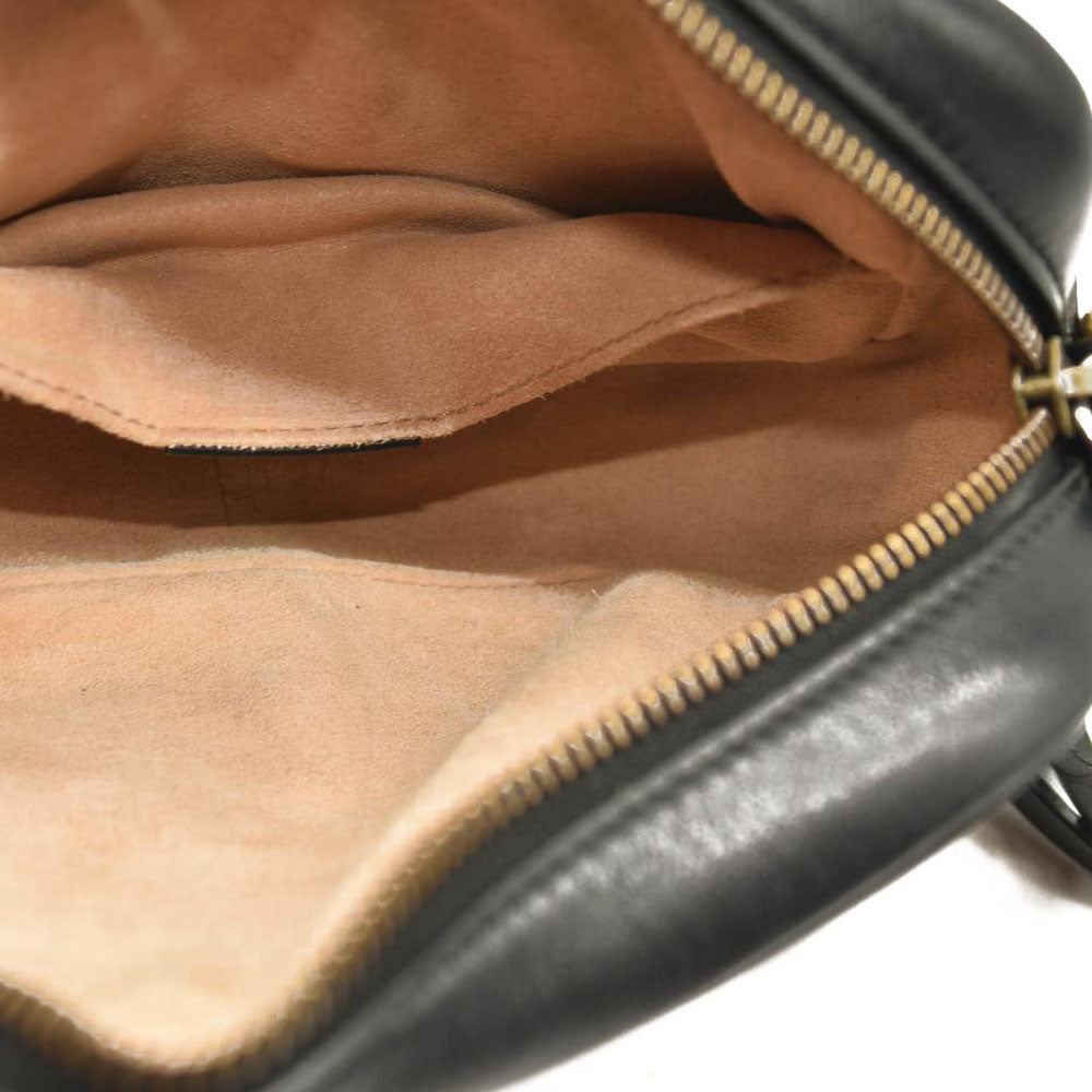 GUCCI Calfskin Matelasse Small GG Marmont Chain Shoulder Bag Black