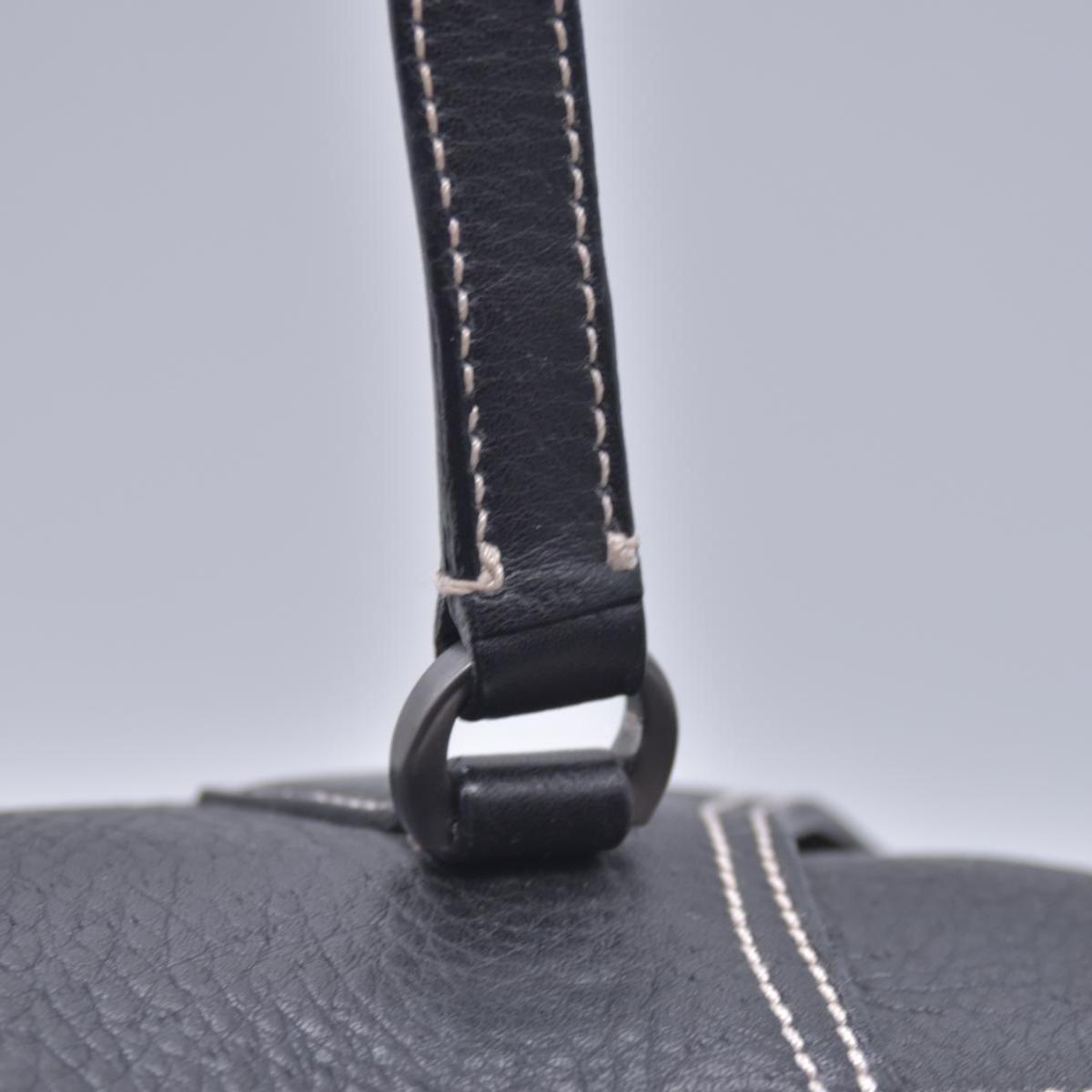 $1050 SALVATORE FERRAGAMO Pebbled Leather Charm Detail East West Tote Bag Black CONSIGNMENT 10021245
