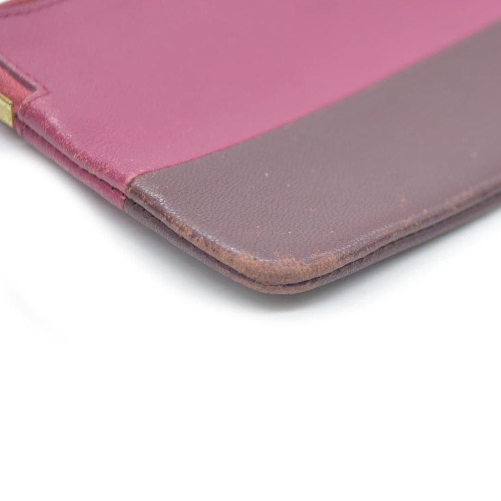 CELINE Logo Leather Coin Purse Wallet Bicolor