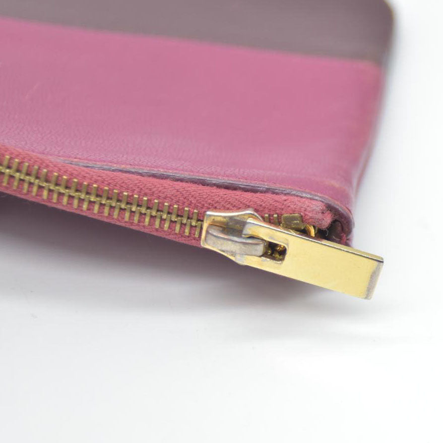 CELINE Logo Leather Coin Purse Wallet Bicolor