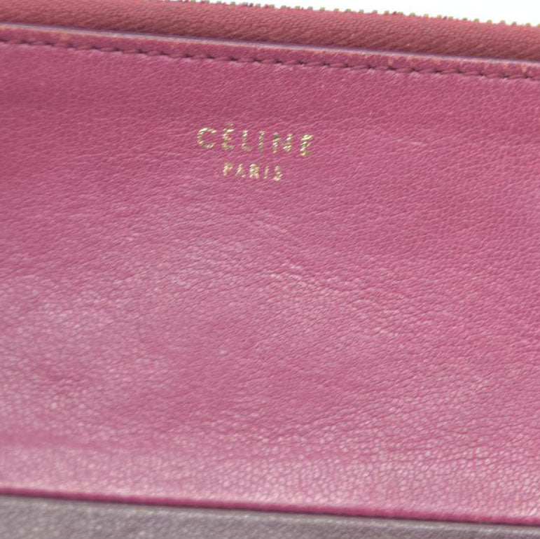 CELINE Logo Leather Coin Purse Wallet Bicolor