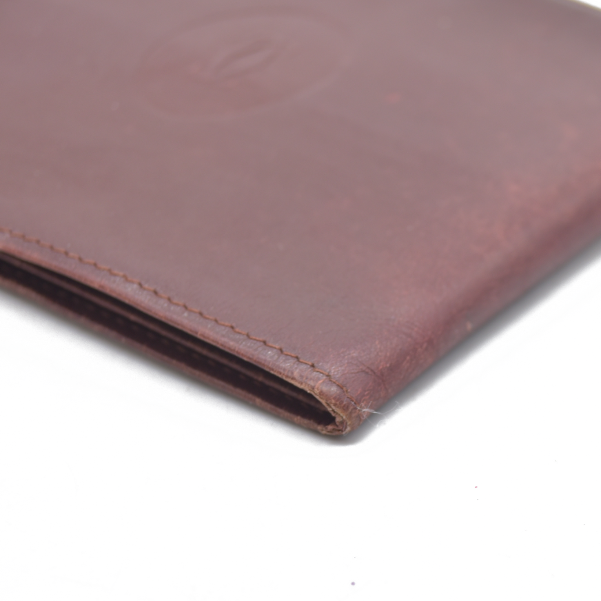 $590 Cartier Leather Bifold Wallet Burgundy