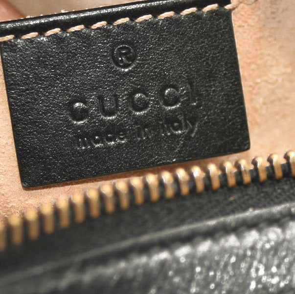 GUCCI Calfskin Matelasse Small GG Marmont Chain Shoulder Bag Black