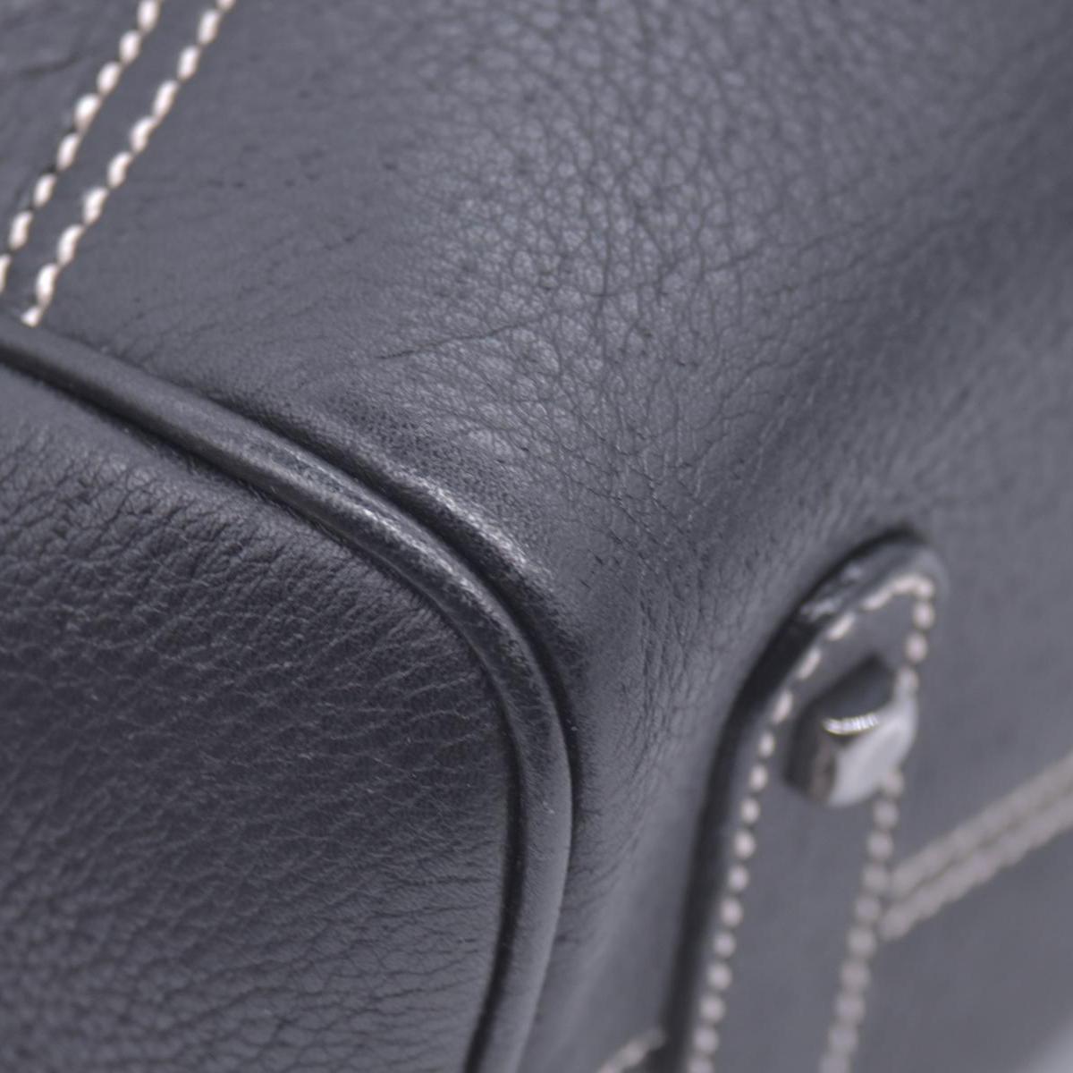 $1050 SALVATORE FERRAGAMO Pebbled Leather Charm Detail East West Tote Bag Black CONSIGNMENT 10021245