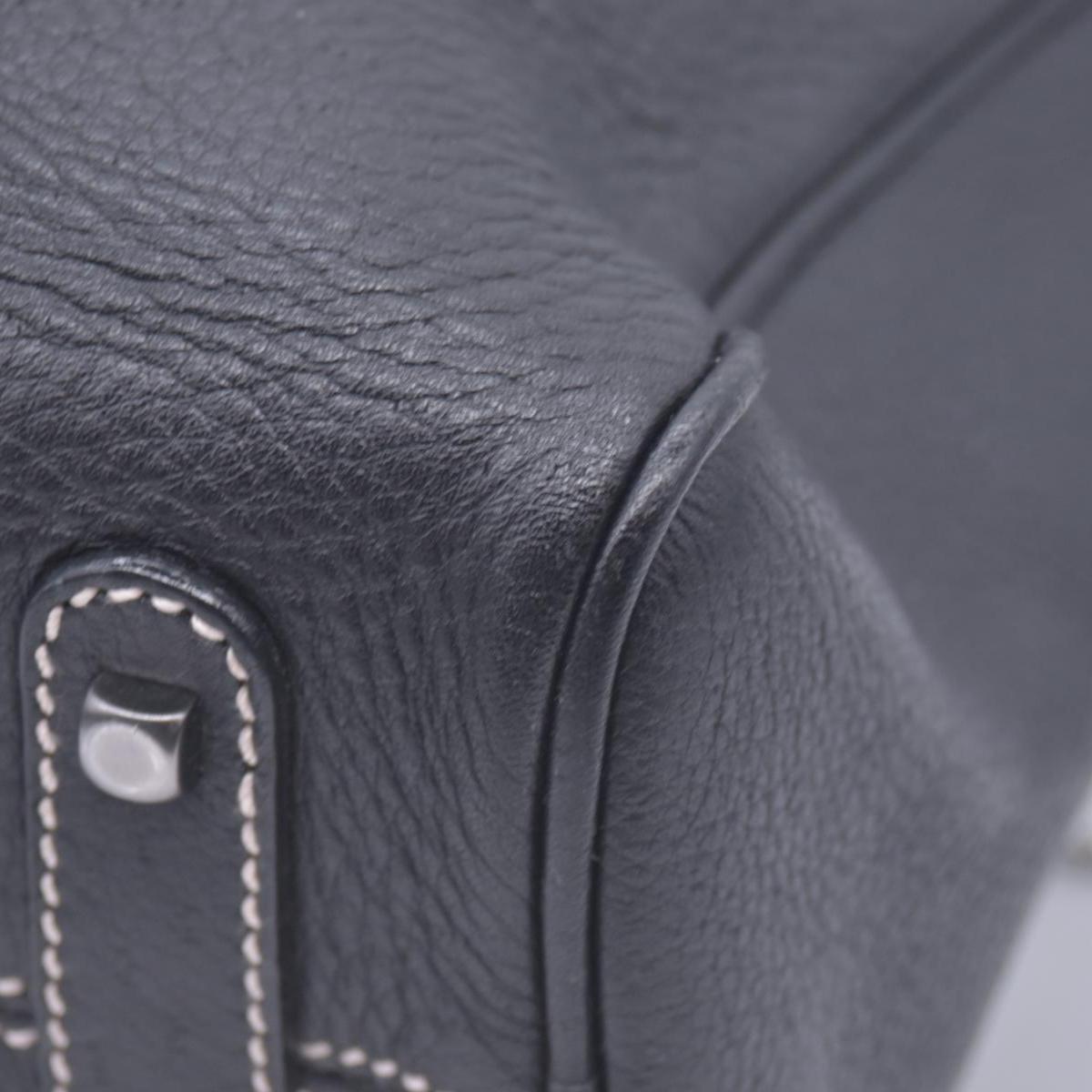 $1050 SALVATORE FERRAGAMO Pebbled Leather Charm Detail East West Tote Bag Black CONSIGNMENT 10021245