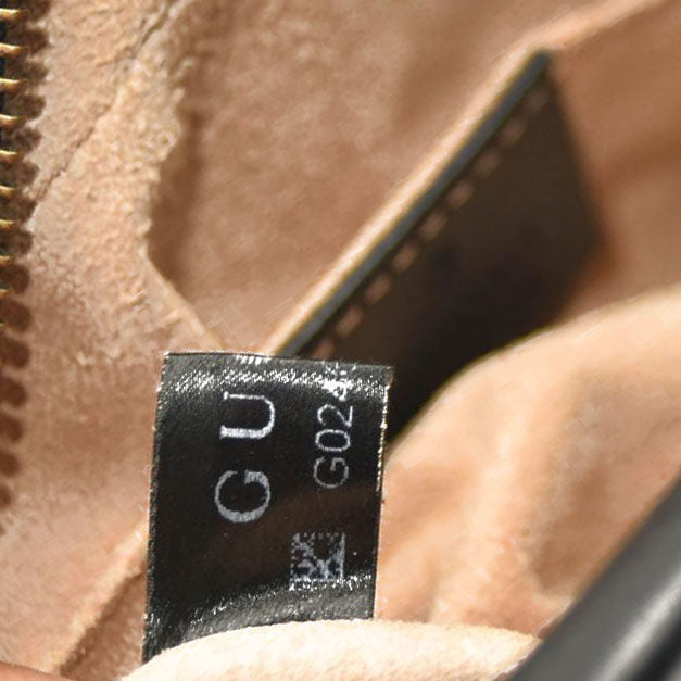 GUCCI Calfskin Matelasse Small GG Marmont Chain Shoulder Bag Black