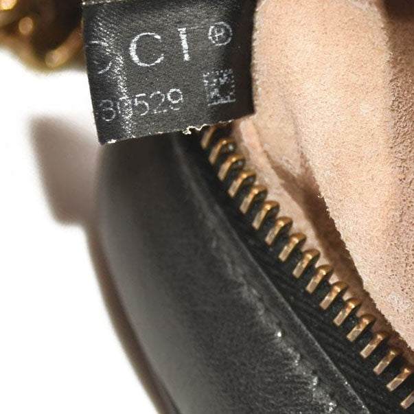 GUCCI Calfskin Matelasse Small GG Marmont Chain Shoulder Bag Black