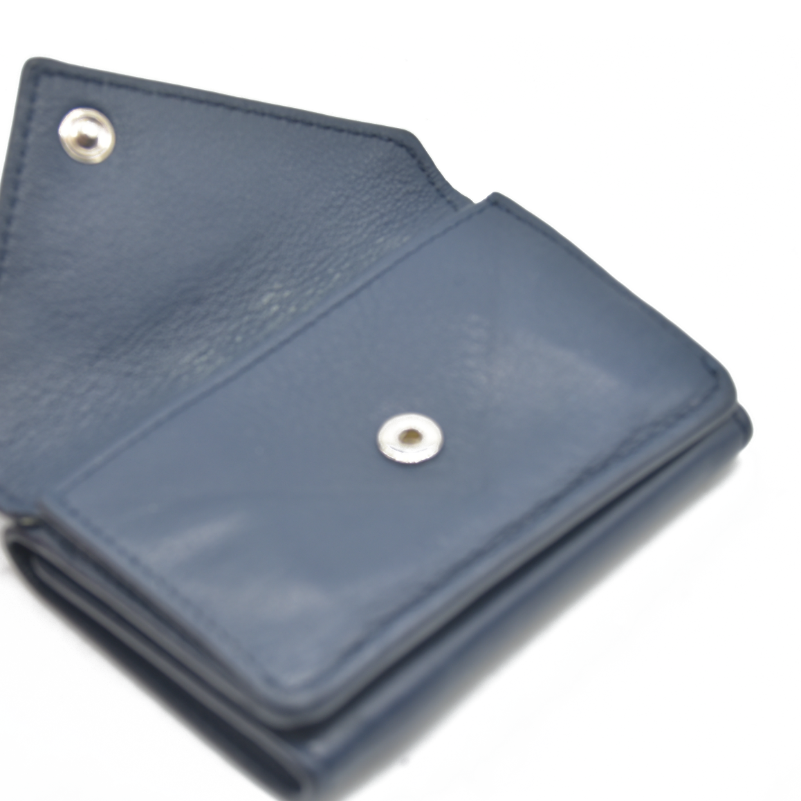 $530 BALENCIAGA Everyday Mini Papier Leather Trifold Wallet Blue