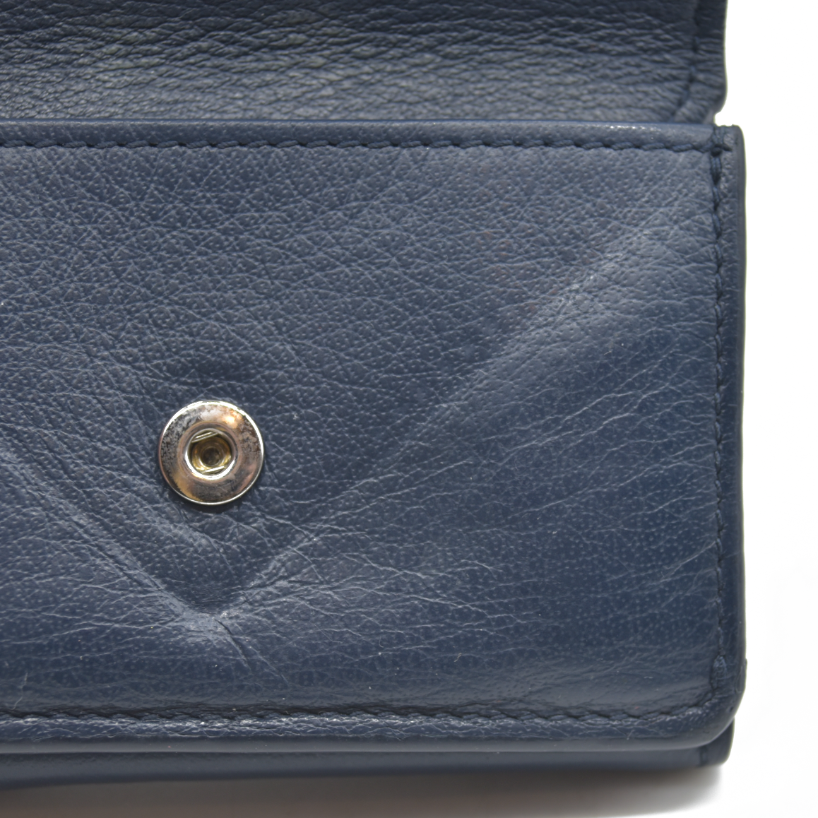 $530 BALENCIAGA Everyday Mini Papier Leather Trifold Wallet Blue