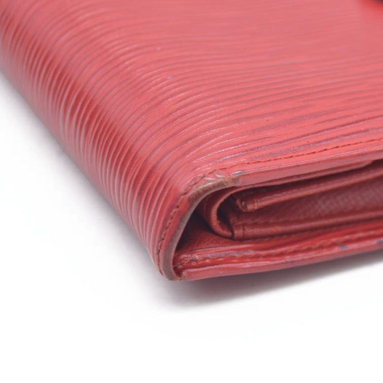 AUCTION $650 Louis Vuitton Epi Porte Feiulle Elise Credit Leather Trifold Wallet Red CA1925