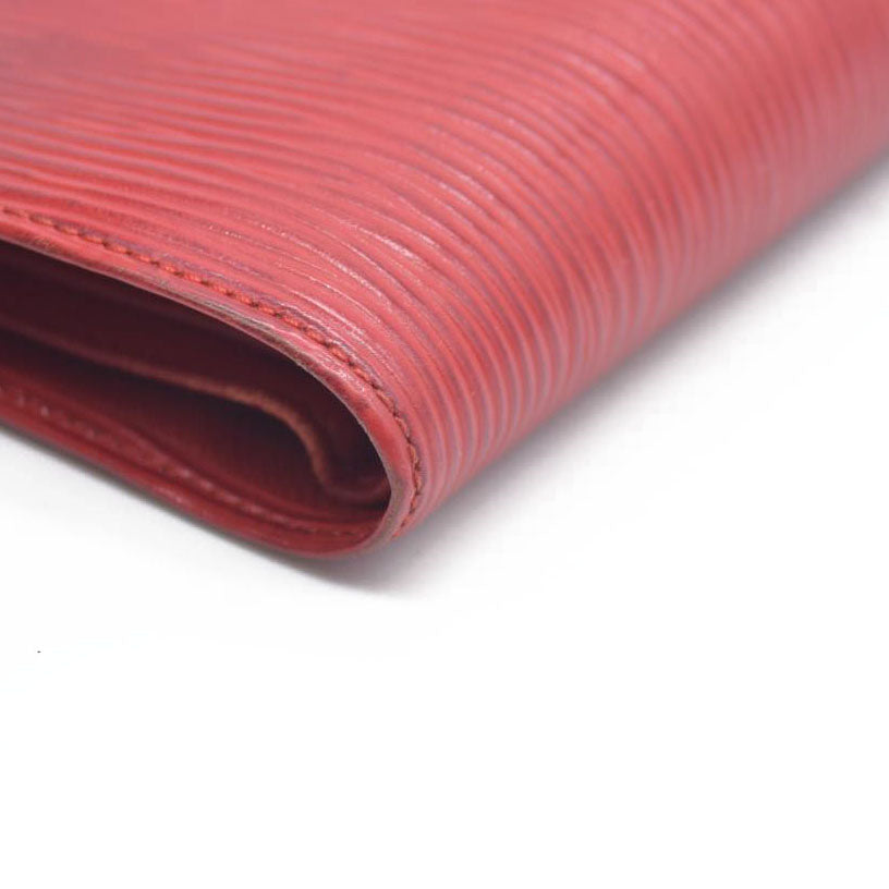 AUCTION $650 Louis Vuitton Epi Porte Feiulle Elise Credit Leather Trifold Wallet Red CA1925