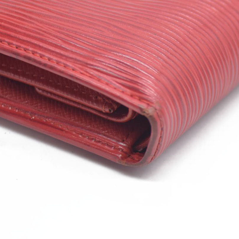 AUCTION $650 Louis Vuitton Epi Porte Feiulle Elise Credit Leather Trifold Wallet Red CA1925