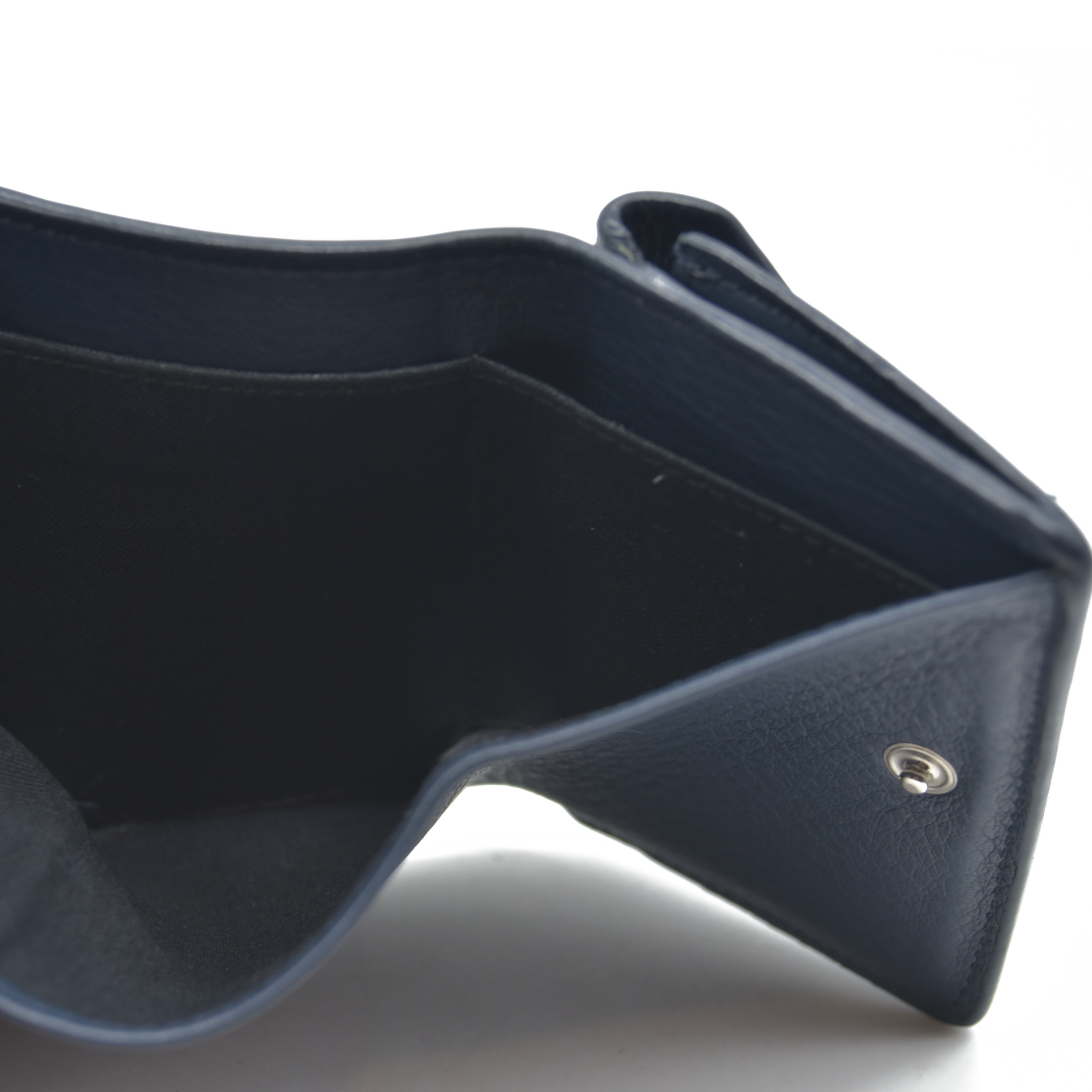 $530 BALENCIAGA Everyday Mini Papier Leather Trifold Wallet Blue