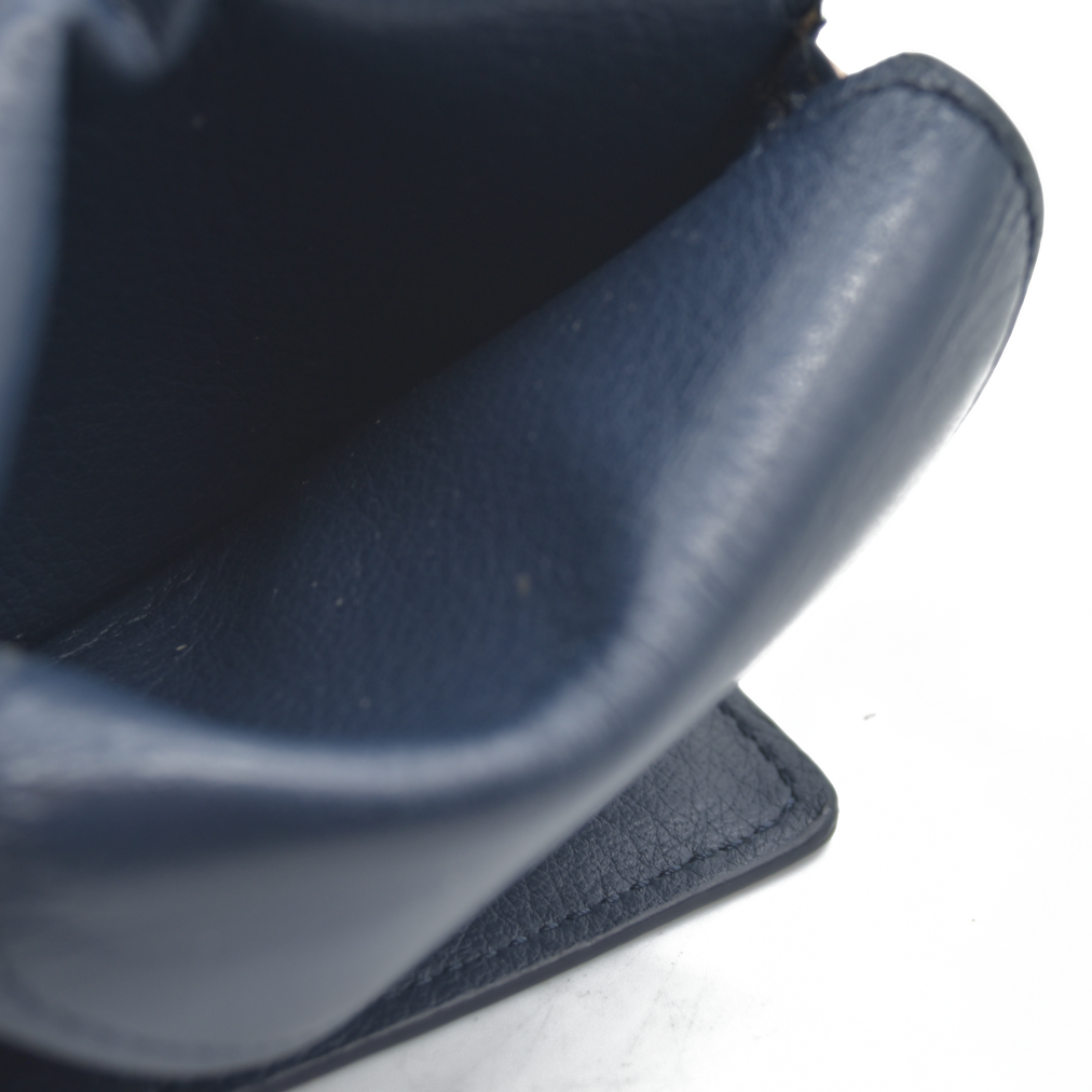 $530 BALENCIAGA Everyday Mini Papier Leather Trifold Wallet Blue