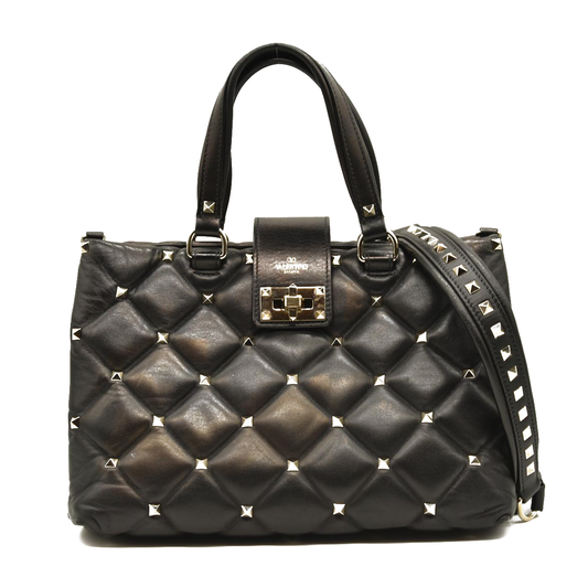 Valentino Garavani  Nappa Candystud Shoulder Bag Black