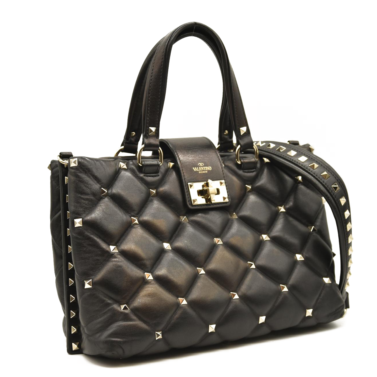 Valentino Garavani  Nappa Candystud Shoulder Bag Black