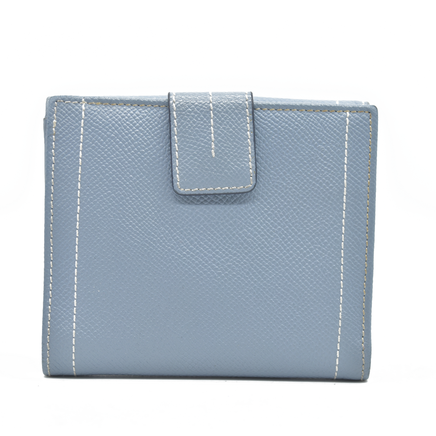$495 Salvatore Ferragamo Gancini Blue Trifold Wallet