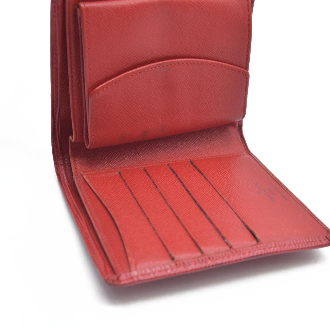 AUCTION $650 Louis Vuitton Epi Porte Feiulle Elise Credit Leather Trifold Wallet Red CA1925