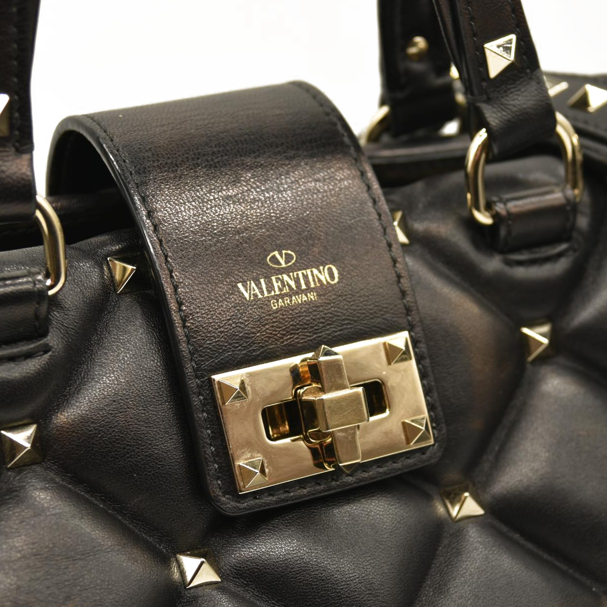 Valentino Garavani  Nappa Candystud Shoulder Bag Black