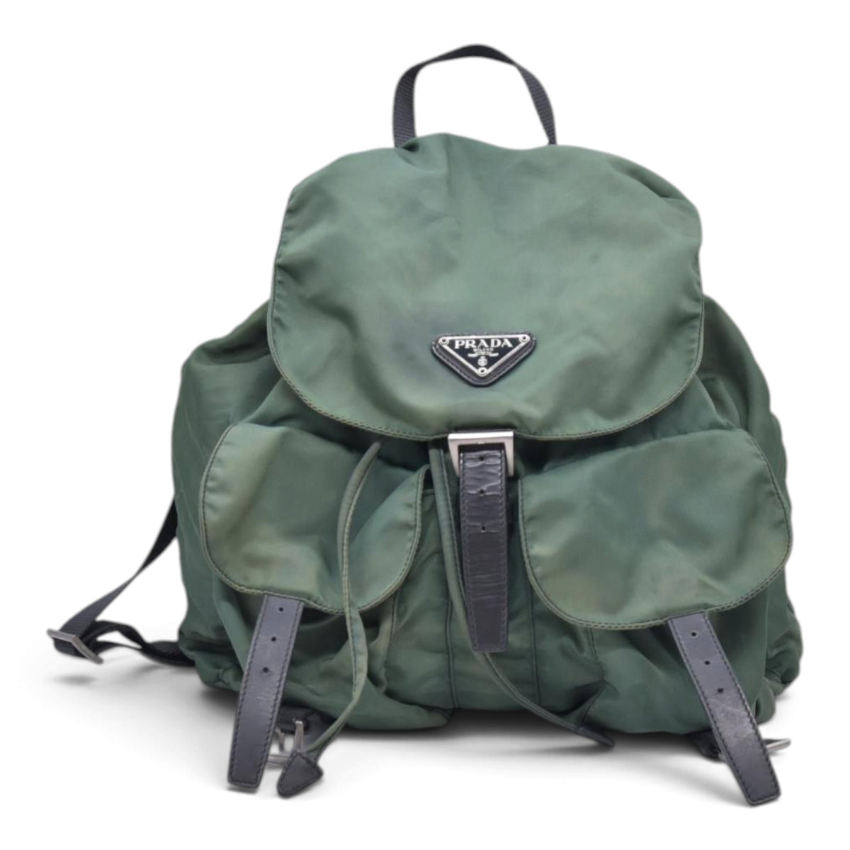 $1450 PRADA Vela Tessuto Nylon Pocket Backpack Army Green CONSIGNMENT 10021350