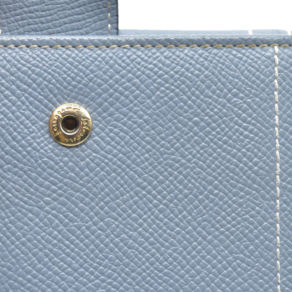 $495 Salvatore Ferragamo Gancini Blue Trifold Wallet