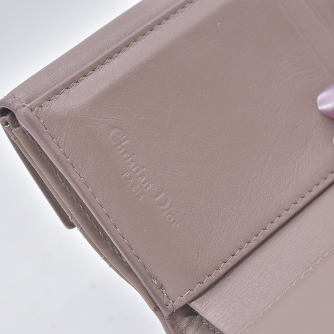 $600 Christian DIOR Cannage Patent Leather Trifold Compact Wallet