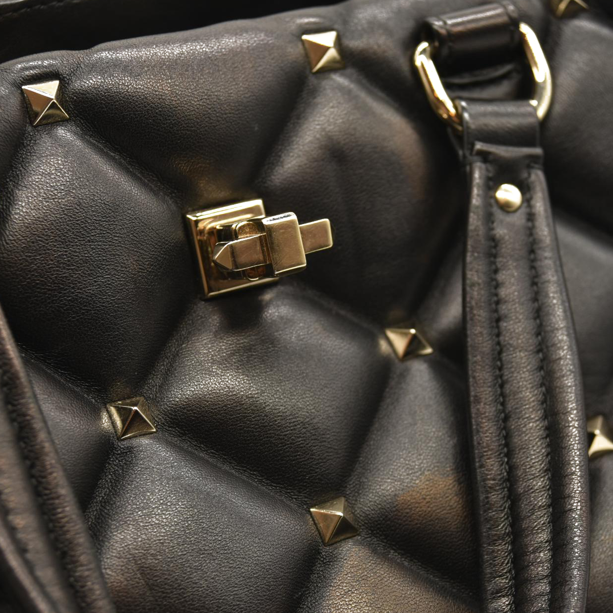 Valentino Garavani  Nappa Candystud Shoulder Bag Black