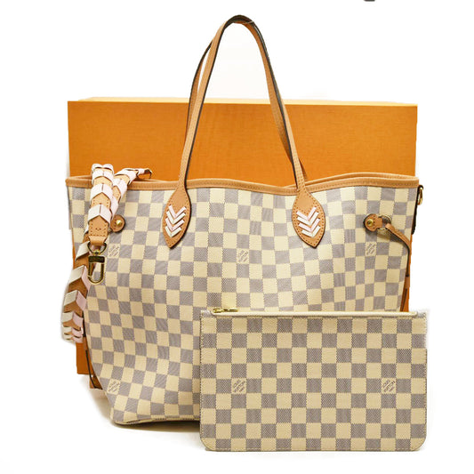 Louis Vuitton  Damier Azur Braided Neverfull MM Orange