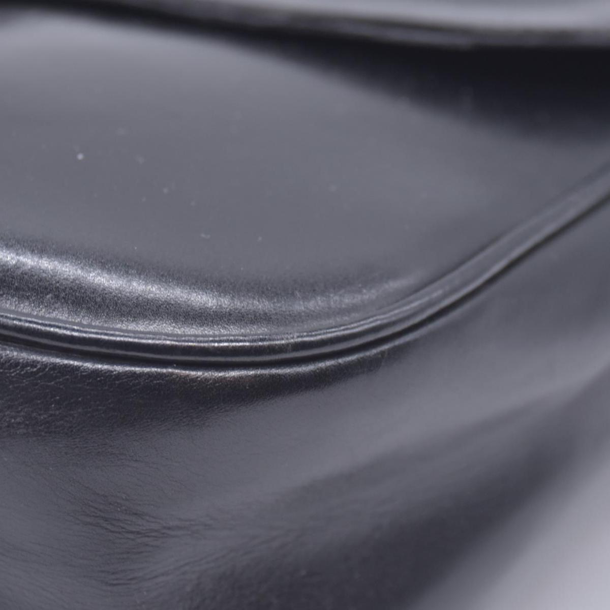 $1850 CELINE Vintage Box Calfskin Triomphe Chain Flap Shoulder Bag Black CONSIGNMENT 10021246