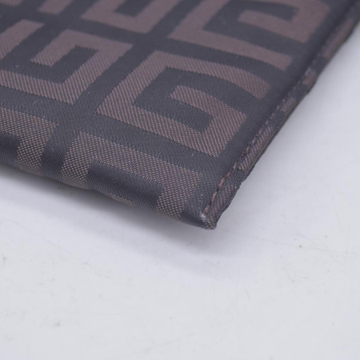 $750 GIVENCHY 4G Logo Jacquard Zip Front Flat Crossbody Bag Dark Brown CONSIGNMENT 10021200