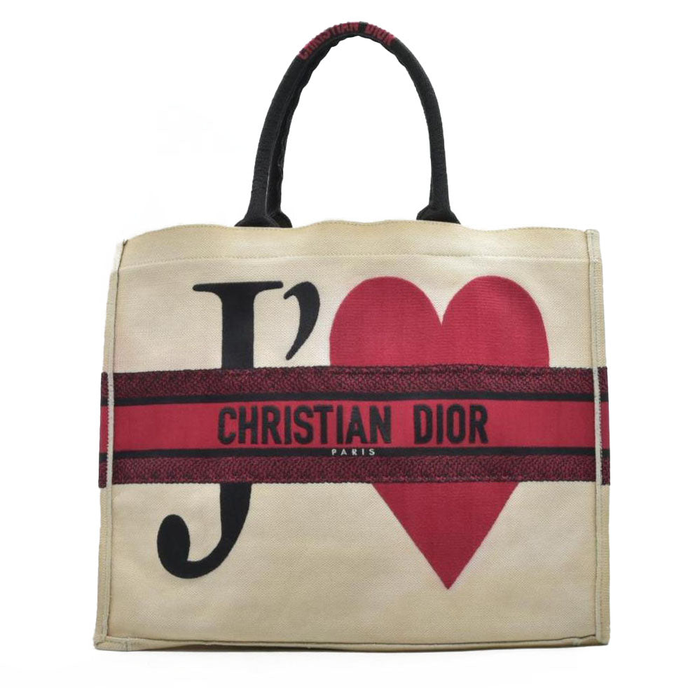 $3650 2021 Christian Dior Canvas DiorAmour Chinese Valentines Je T’aime Large Book Tote White Red