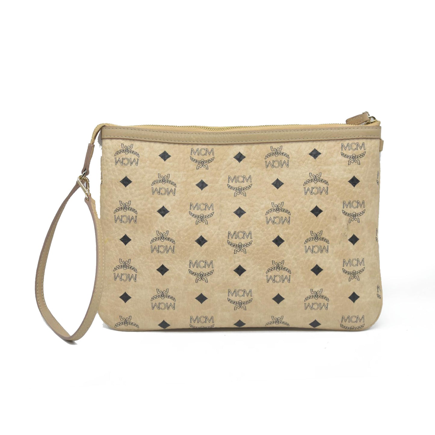 $700 MCM Tote Pouch Beige