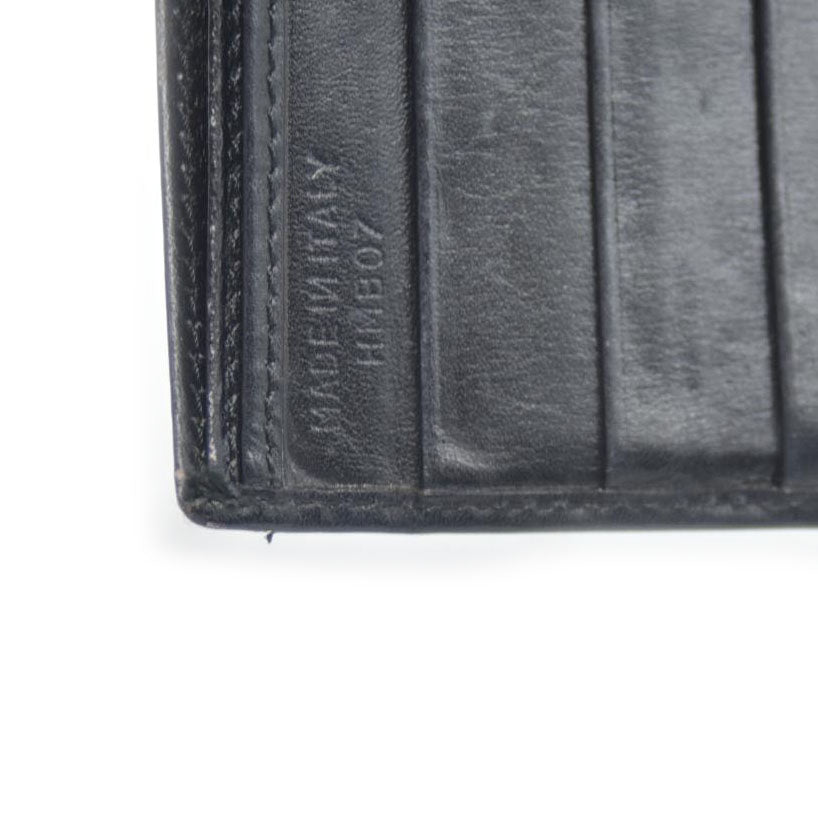 CELINE Macadam Leather Bifold Wallet Purse Black