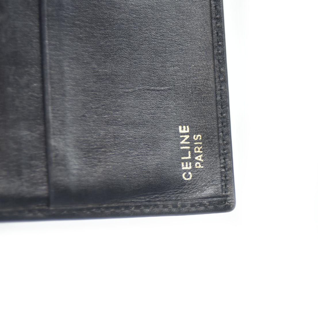 CELINE Macadam Leather Bifold Wallet Purse Black