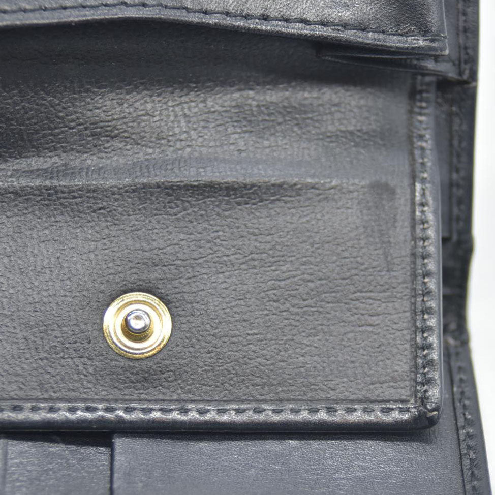 CELINE Macadam Leather Bifold Wallet Purse Black