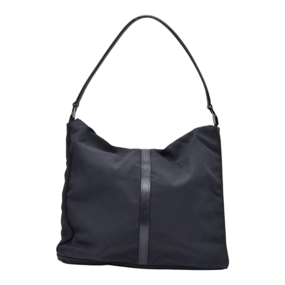 $980 GUCCI Nylon Jacky Piston Lock Shoulder Bag Black CONSIGNMENT 10021239