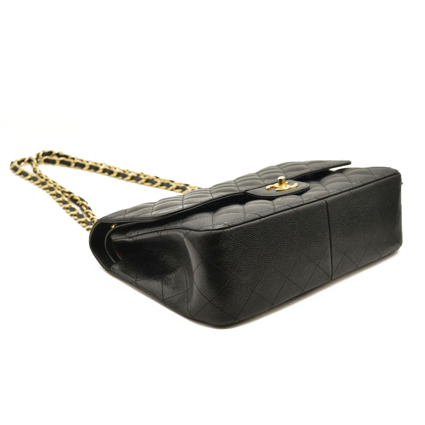 CHANEL Caviar Quilted Jumbo Double Flap Black  20*
