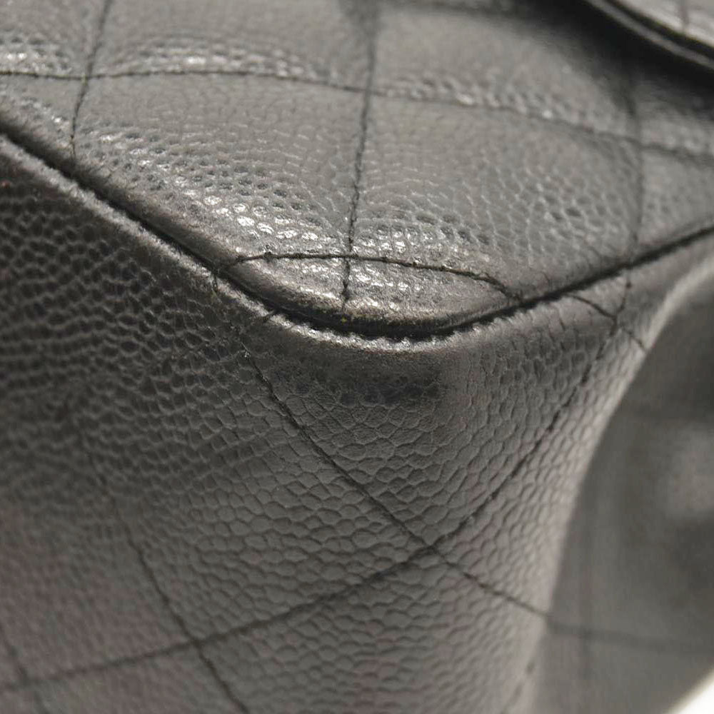 CHANEL Caviar Quilted Jumbo Double Flap Black  20*