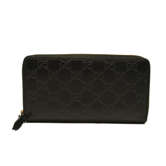 Gucci  Guccissima Signature Zip Around Wallet Black