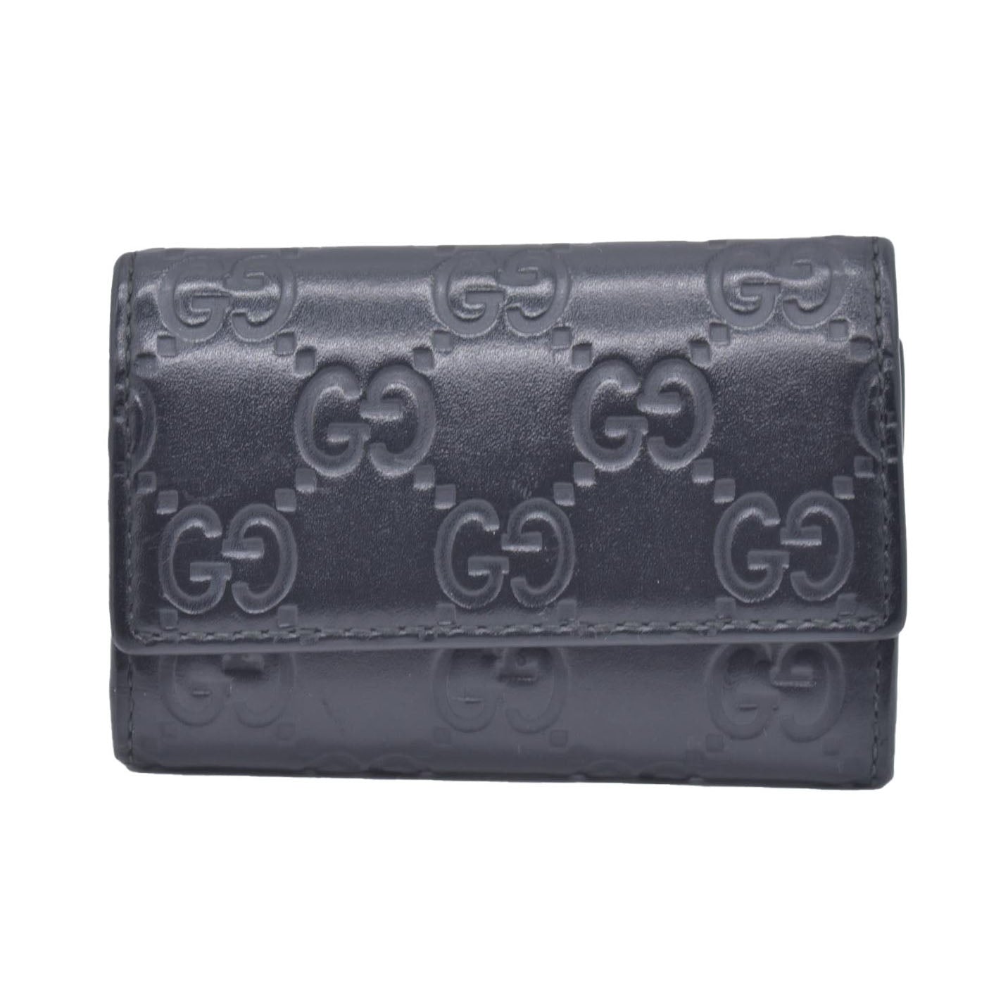$440 Gucci Guccissima 6 Key Holder Case Black CONSIGNMENT