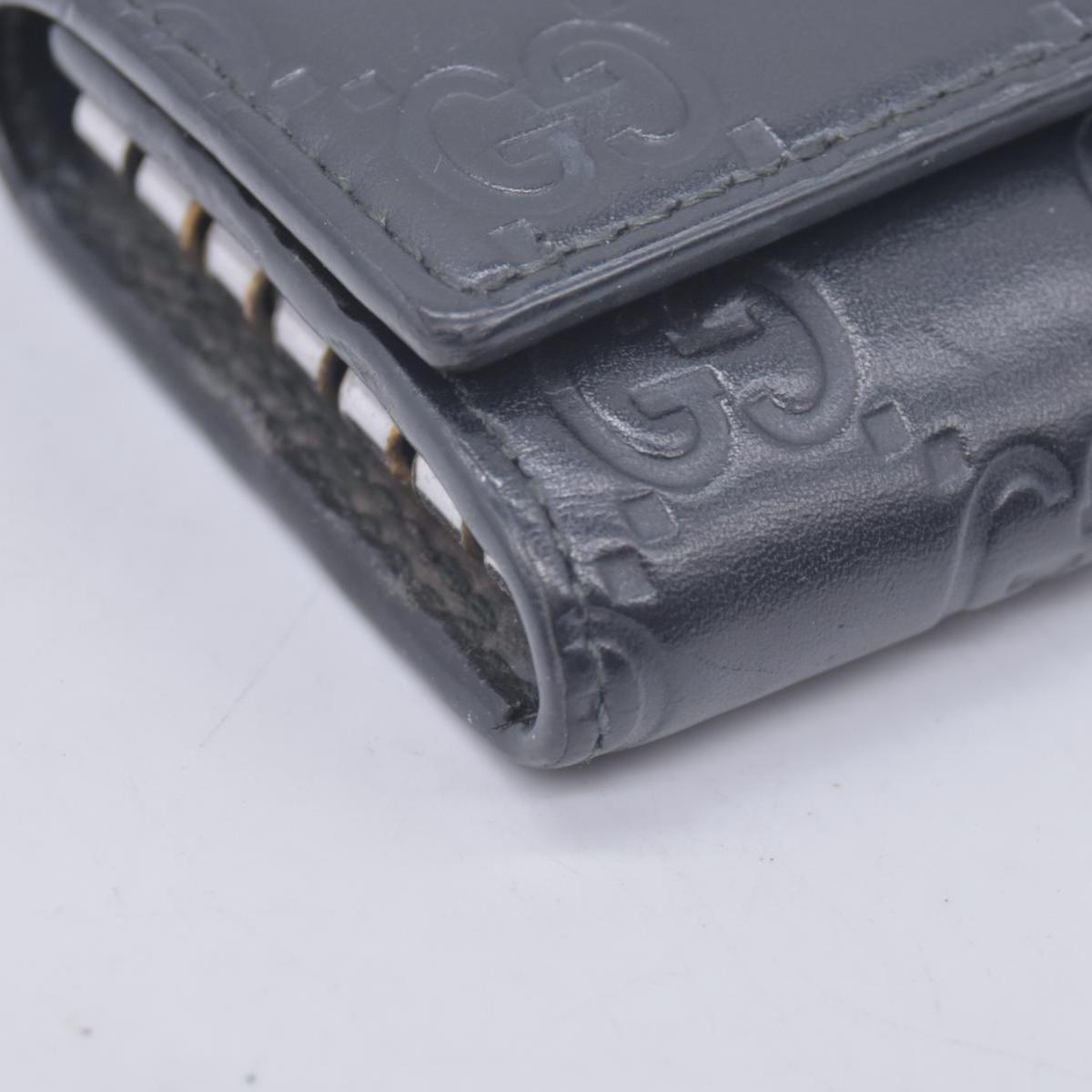 $440 Gucci Guccissima 6 Key Holder Case Black CONSIGNMENT