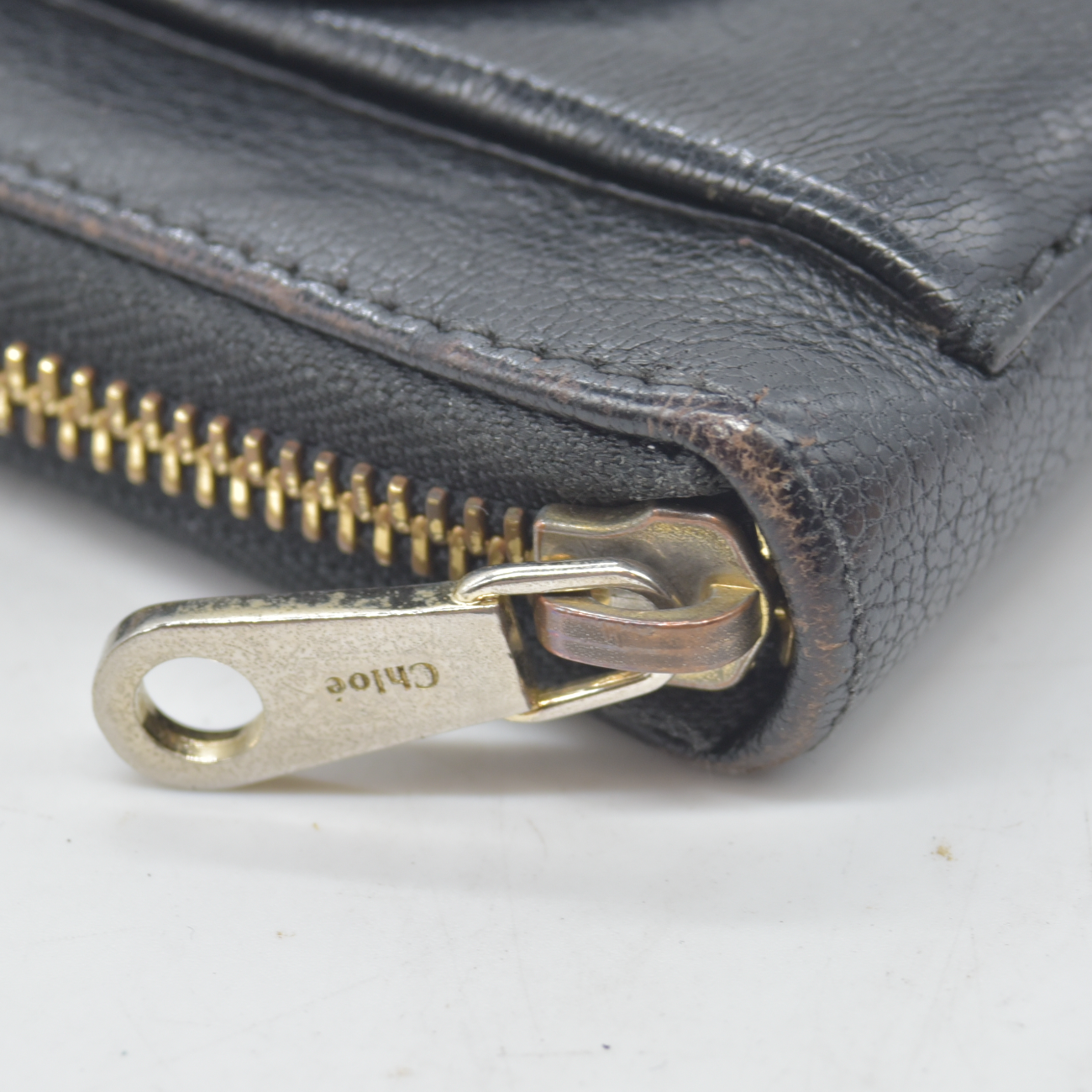 Chloe Lily Leather Zip Around Long Wallet Purse Black