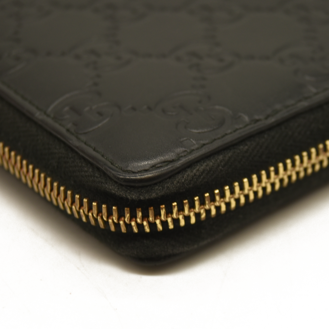 Gucci  Guccissima Signature Zip Around Wallet Black