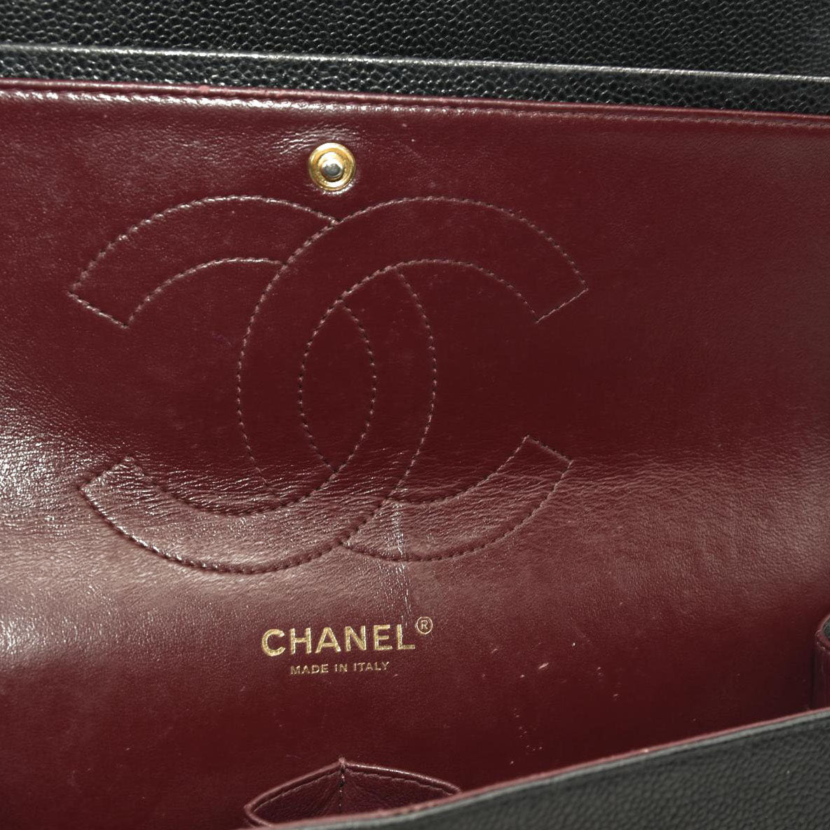 CHANEL Caviar Quilted Jumbo Double Flap Black  20*
