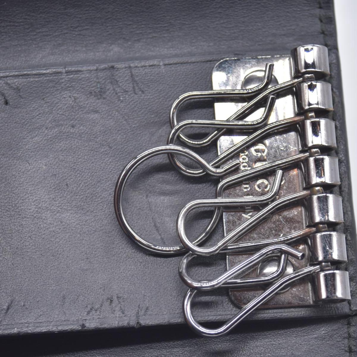 $440 Gucci Guccissima 6 Key Holder Case Black CONSIGNMENT