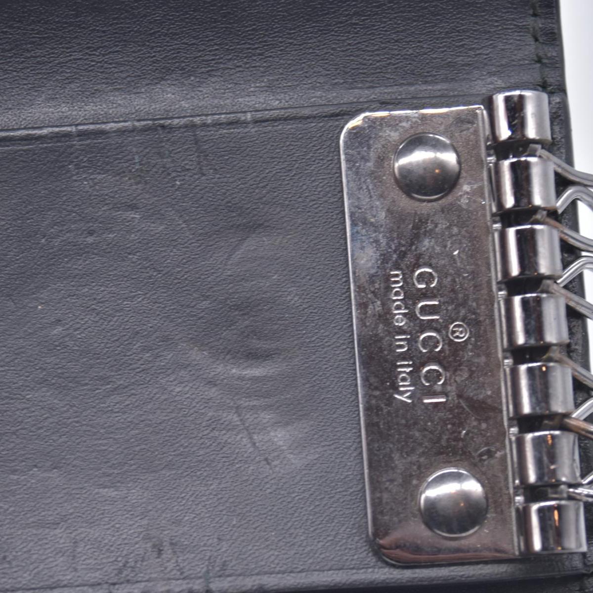 $440 Gucci Guccissima 6 Key Holder Case Black CONSIGNMENT