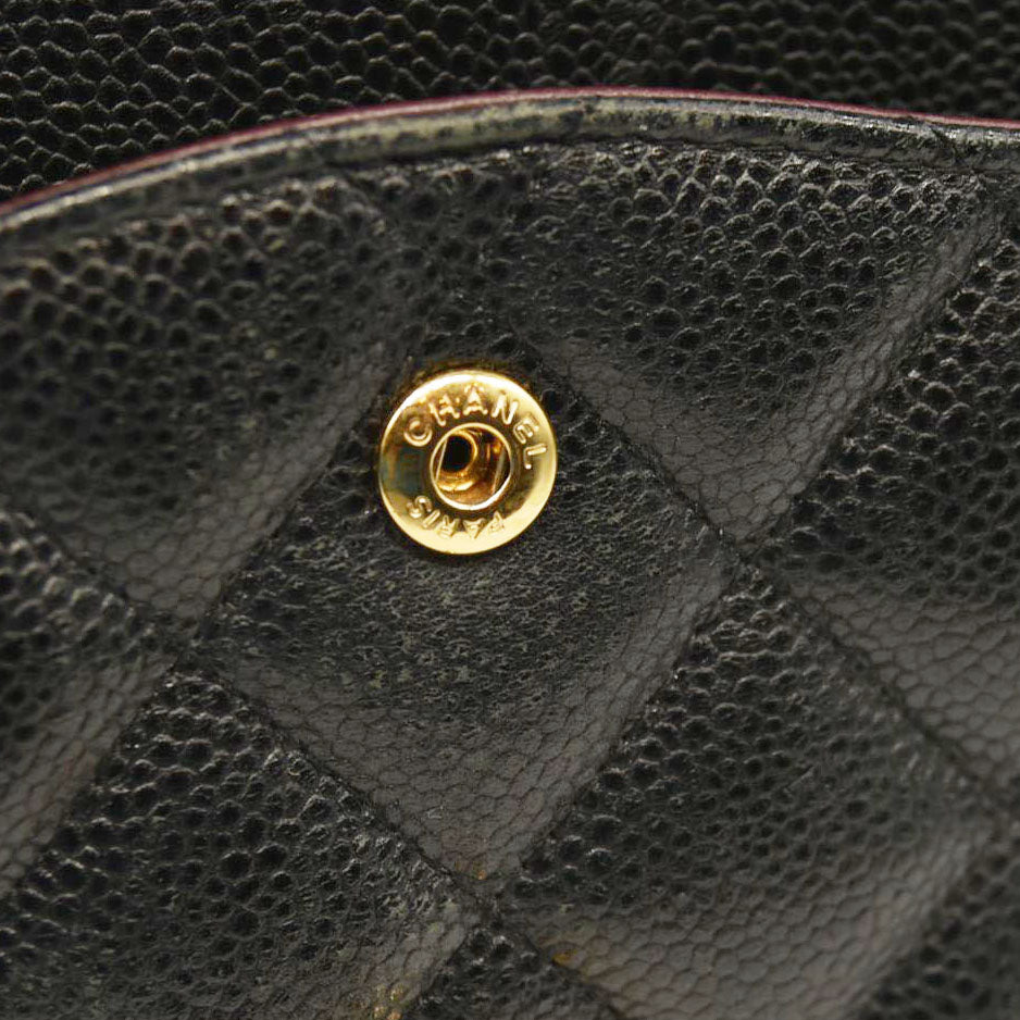 CHANEL Caviar Quilted Jumbo Double Flap Black  20*
