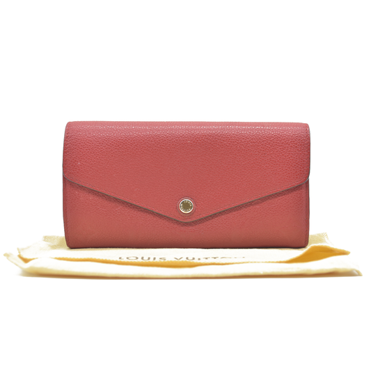 AUCTION $1030 Louis Vuitton  Empreinte Sarah Wallet NM Red Scarlet CA4167