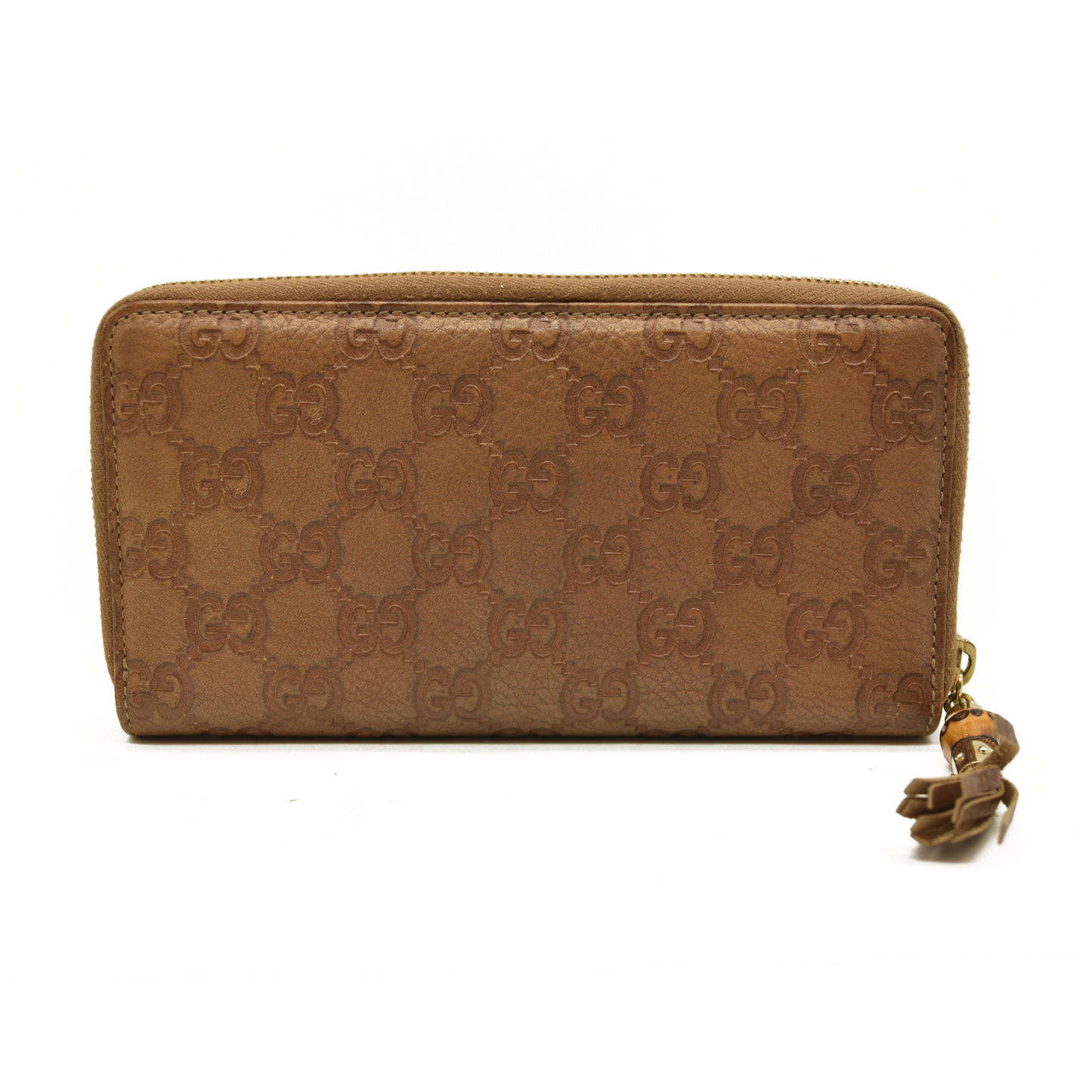 Gucci  Guccissima Bamboo Tassel Zip Around Wallet Light Brown