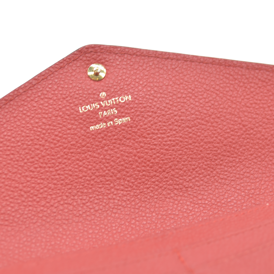AUCTION $1030 Louis Vuitton  Empreinte Sarah Wallet NM Red Scarlet CA4167